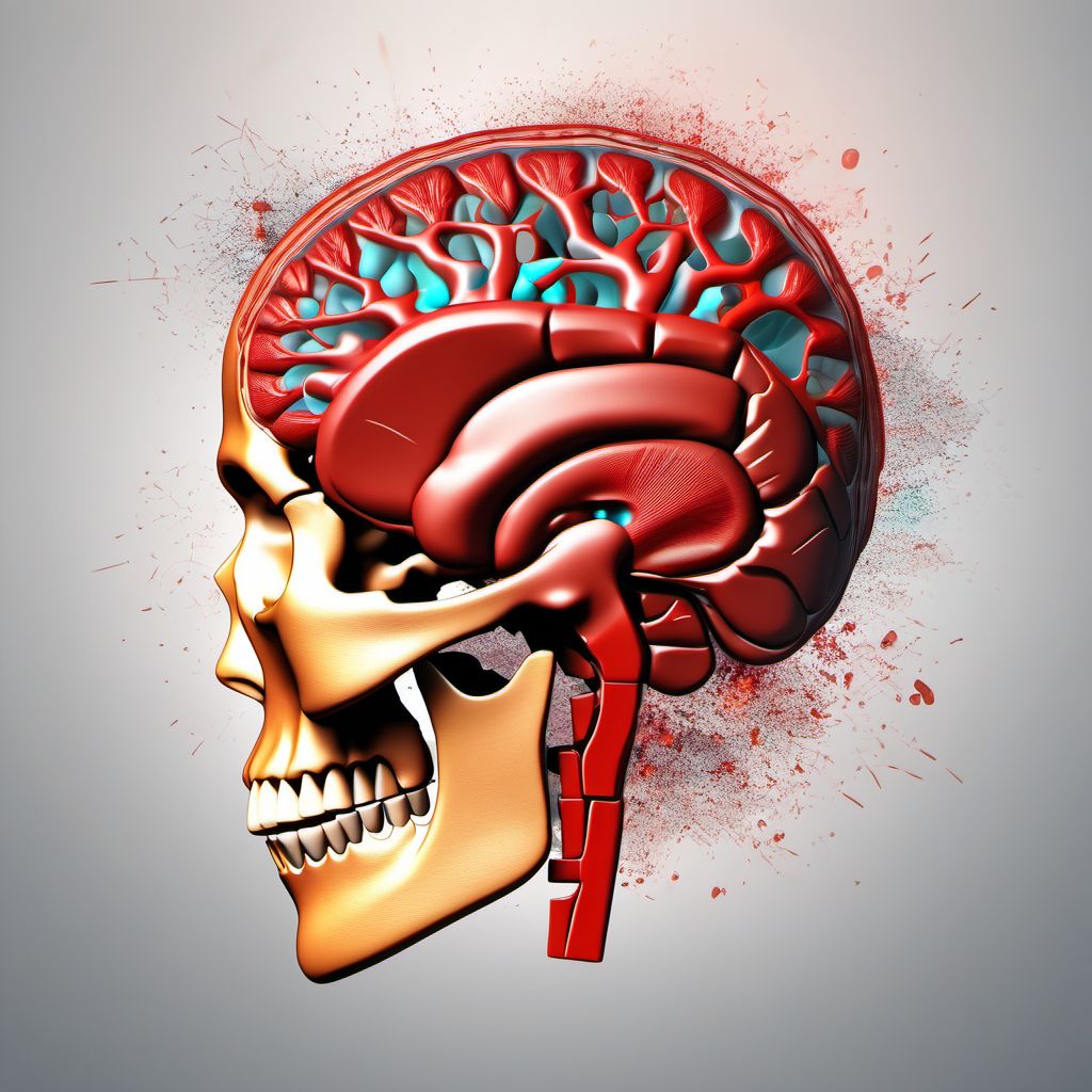 Traumatic hemorrhage of right cerebrum with loss of consciousness greater than 24 hours with return to pre-existing conscious level digital illustration