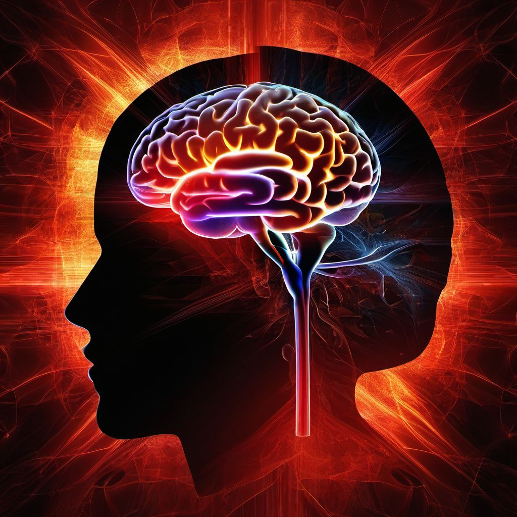 Traumatic hemorrhage of right cerebrum with loss of consciousness greater than 24 hours without return to pre-existing conscious level with patient surviving digital illustration