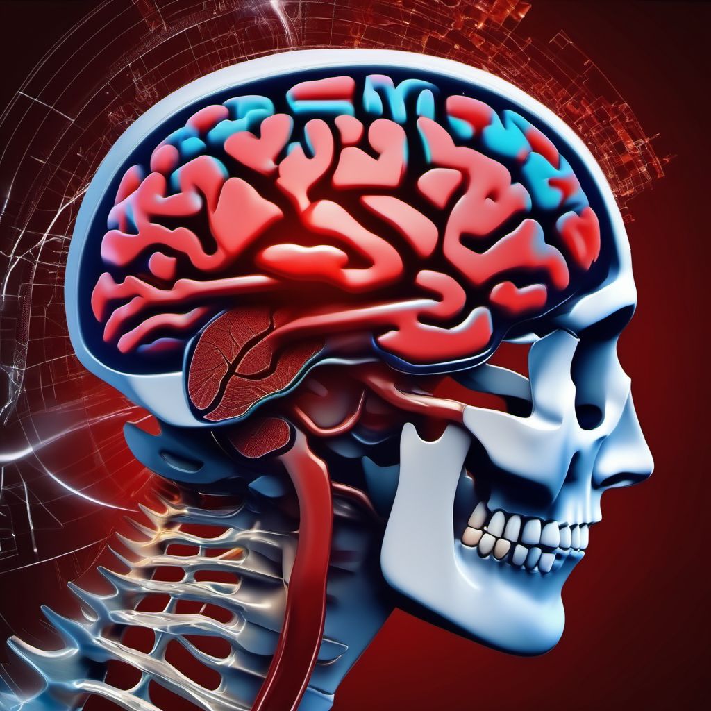 Traumatic hemorrhage of right cerebrum with loss of consciousness of any duration with death due to brain injury prior to regaining consciousness digital illustration