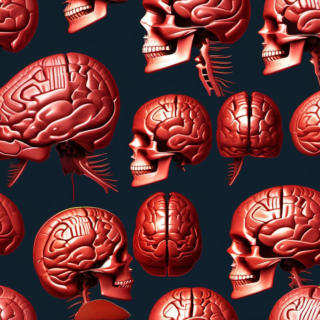 Traumatic hemorrhage of right cerebrum with loss of consciousness of any duration with death due to other cause prior to regaining consciousness digital illustration