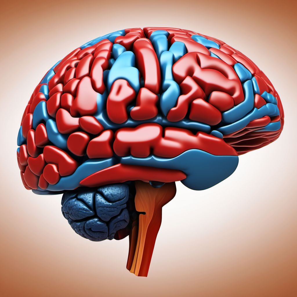 Traumatic hemorrhage of right cerebrum with loss of consciousness of unspecified duration digital illustration