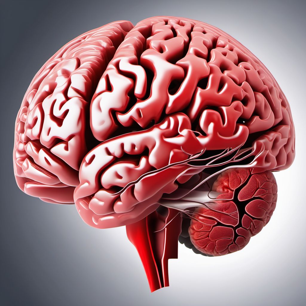 Traumatic hemorrhage of left cerebrum without loss of consciousness digital illustration