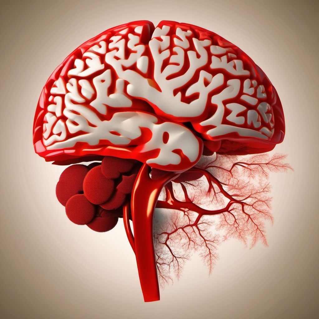 Traumatic hemorrhage of left cerebrum with loss of consciousness of 31 minutes to 59 minutes digital illustration