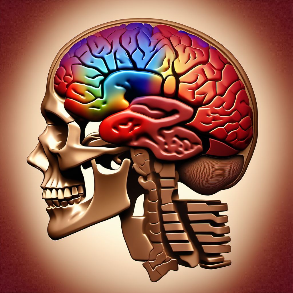 Traumatic hemorrhage of left cerebrum with loss of consciousness of 1 hours to 5 hours 59 minutes digital illustration