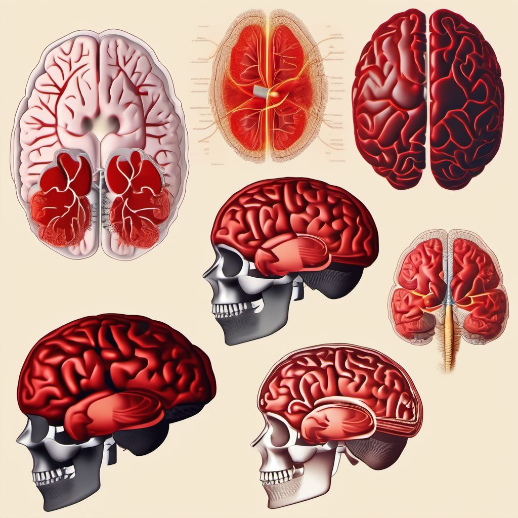 Traumatic hemorrhage of left cerebrum with loss of consciousness of 6 hours to 24 hours digital illustration