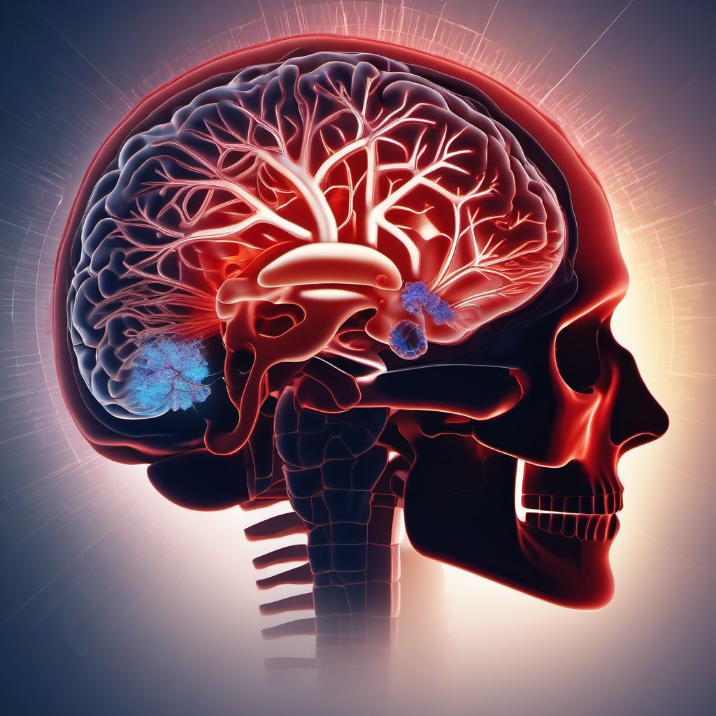 Traumatic hemorrhage of left cerebrum with loss of consciousness greater than 24 hours without return to pre-existing conscious level with patient surviving digital illustration