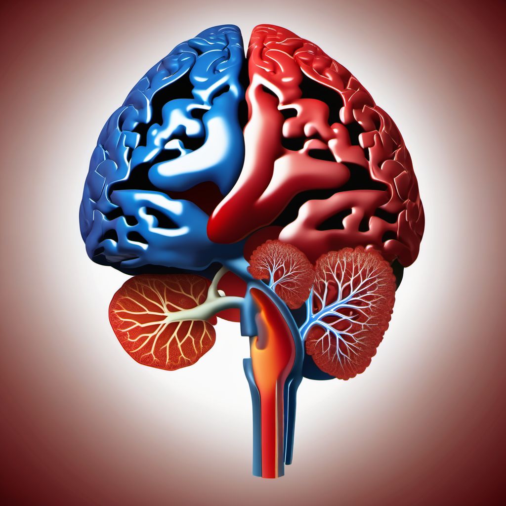 Traumatic hemorrhage of left cerebrum with loss of consciousness of unspecified duration digital illustration