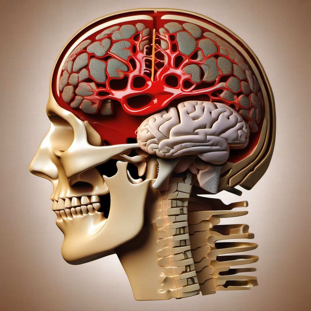 Traumatic hemorrhage of cerebrum, unspecified, with loss of consciousness greater than 24 hours without return to pre-existing conscious level with patient surviving digital illustration