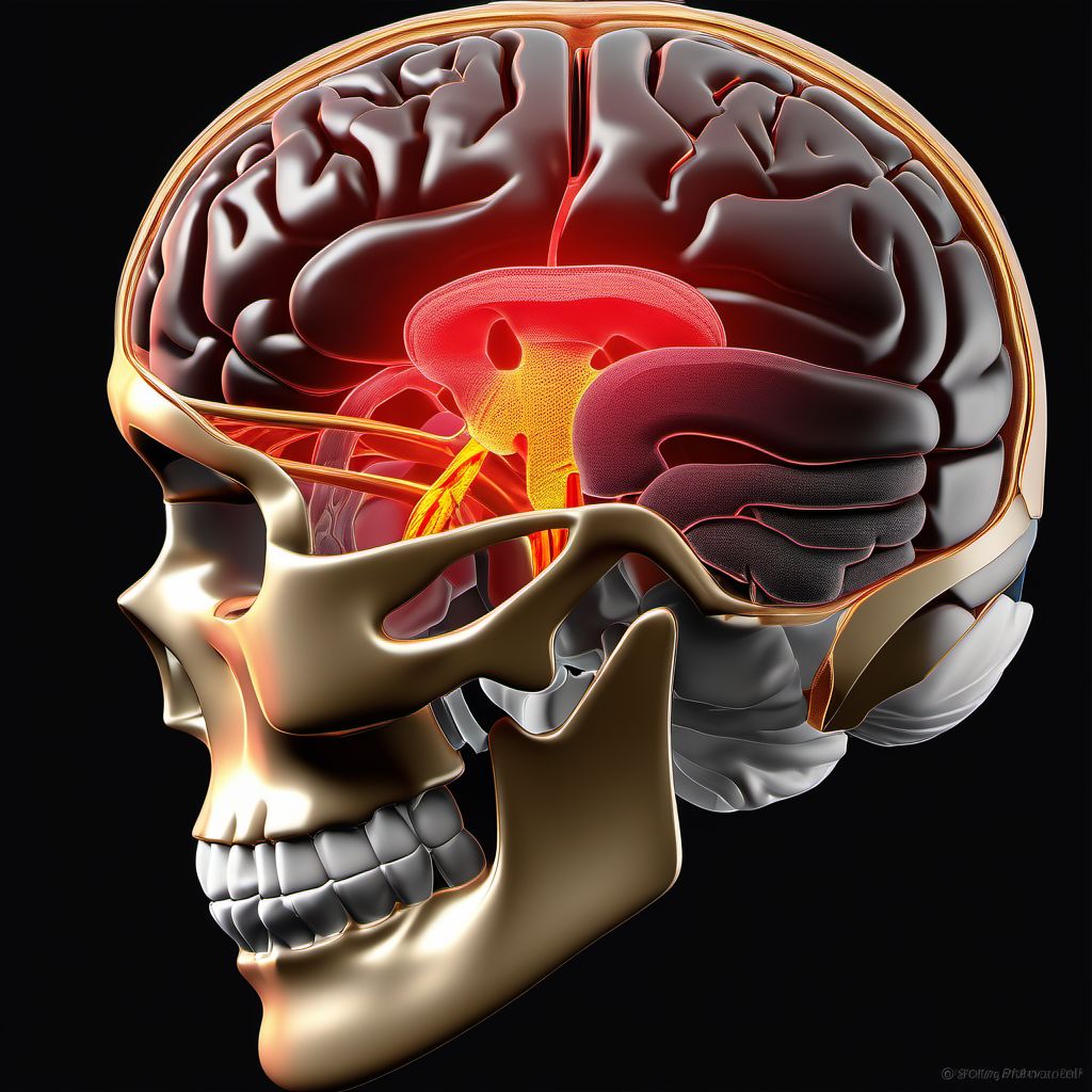 Traumatic hemorrhage of cerebrum, unspecified, with loss of consciousness of any duration with death due to brain injury prior to regaining consciousness digital illustration