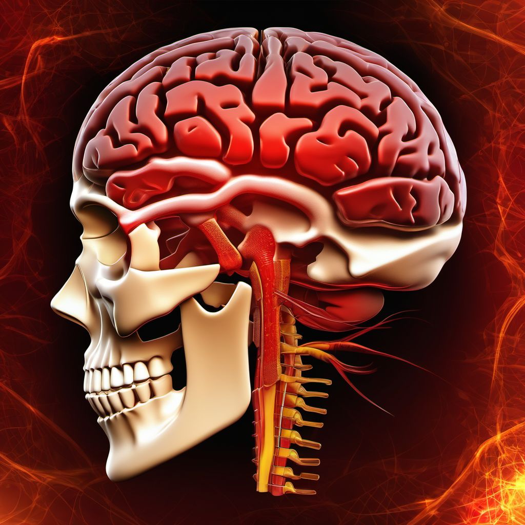 Traumatic hemorrhage of cerebrum, unspecified, with loss of consciousness of any duration with death due to other cause prior to regaining consciousness digital illustration