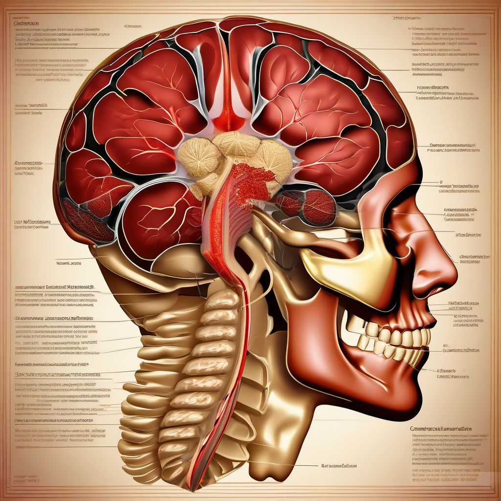 Contusion, laceration, and hemorrhage of cerebellum without loss of consciousness digital illustration