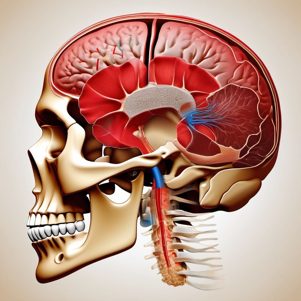 Contusion, laceration, and hemorrhage of cerebellum with loss of consciousness of 6 hours to 24 hours digital illustration