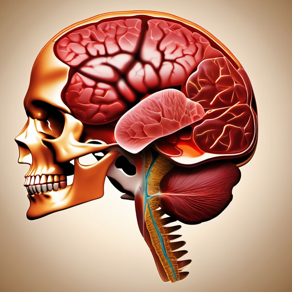 Contusion, laceration, and hemorrhage of cerebellum with loss of consciousness greater than 24 hours with return to pre-existing conscious level digital illustration