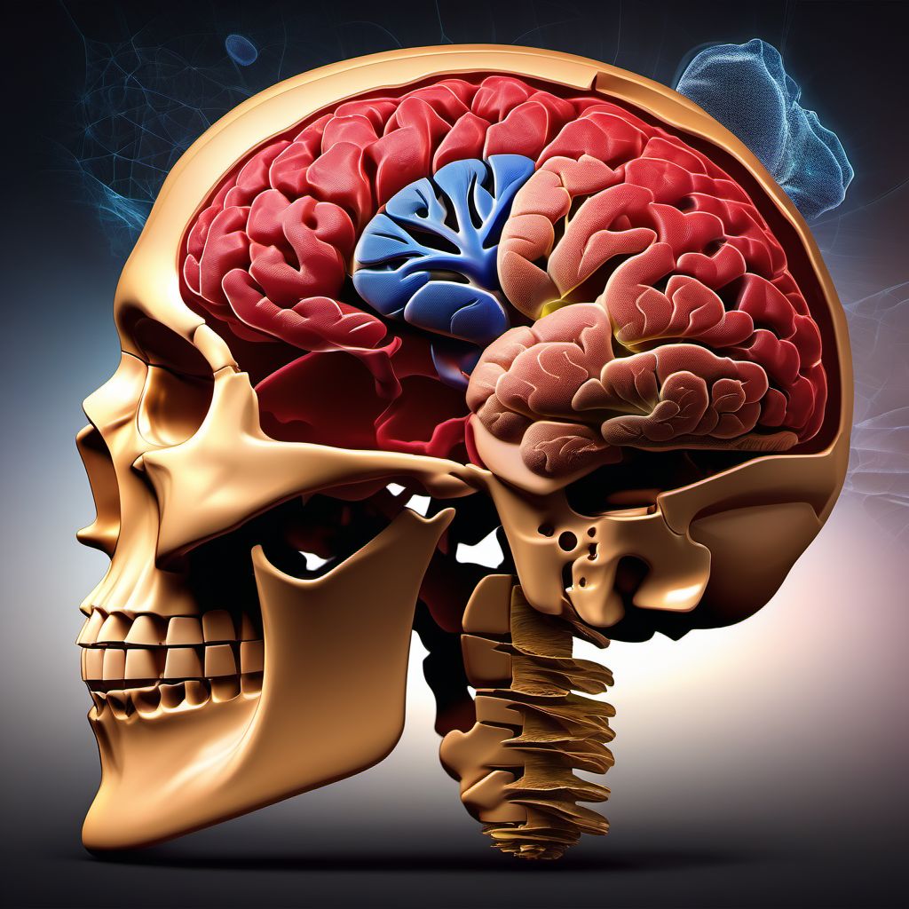 Contusion, laceration, and hemorrhage of cerebellum with loss of consciousness of any duration with death due to brain injury prior to regaining consciousness digital illustration