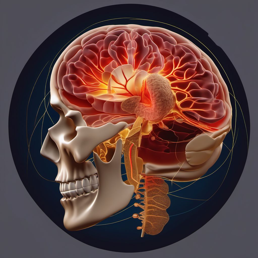 Contusion, laceration, and hemorrhage of cerebellum with loss of consciousness of any duration with death due to other cause prior to regaining consciousness digital illustration