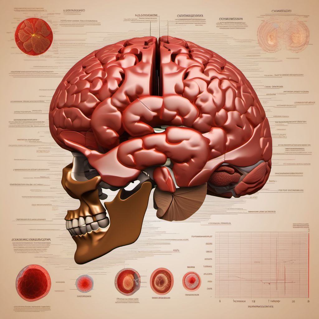 Contusion, laceration, and hemorrhage of cerebellum with loss of consciousness of unspecified duration digital illustration