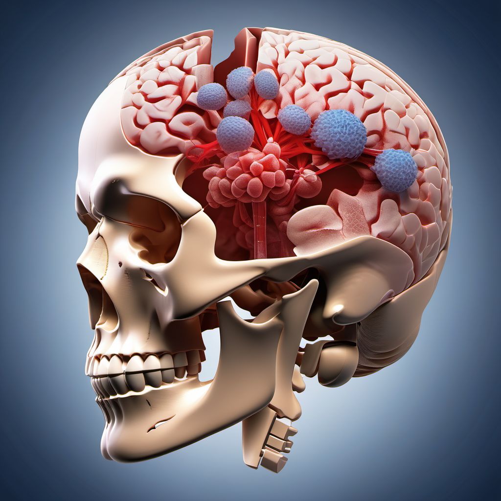 Contusion, laceration, and hemorrhage of brainstem without loss of consciousness digital illustration