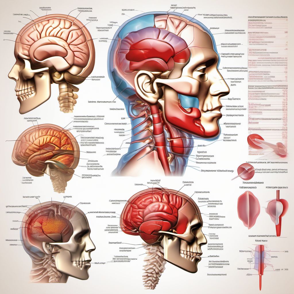 Contusion, laceration, and hemorrhage of brainstem with loss of consciousness of 30 minutes or less digital illustration