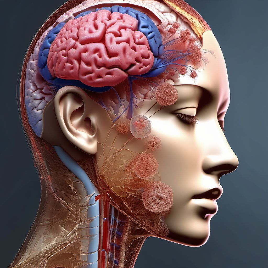 Contusion, laceration, and hemorrhage of brainstem with loss of consciousness greater than 24 hours with return to pre-existing conscious level digital illustration