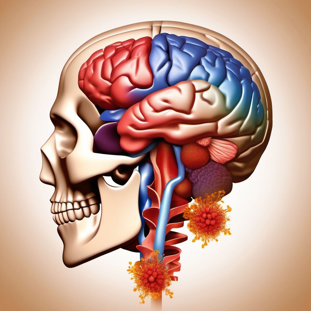 Contusion, laceration, and hemorrhage of brainstem with loss of consciousness of unspecified duration digital illustration