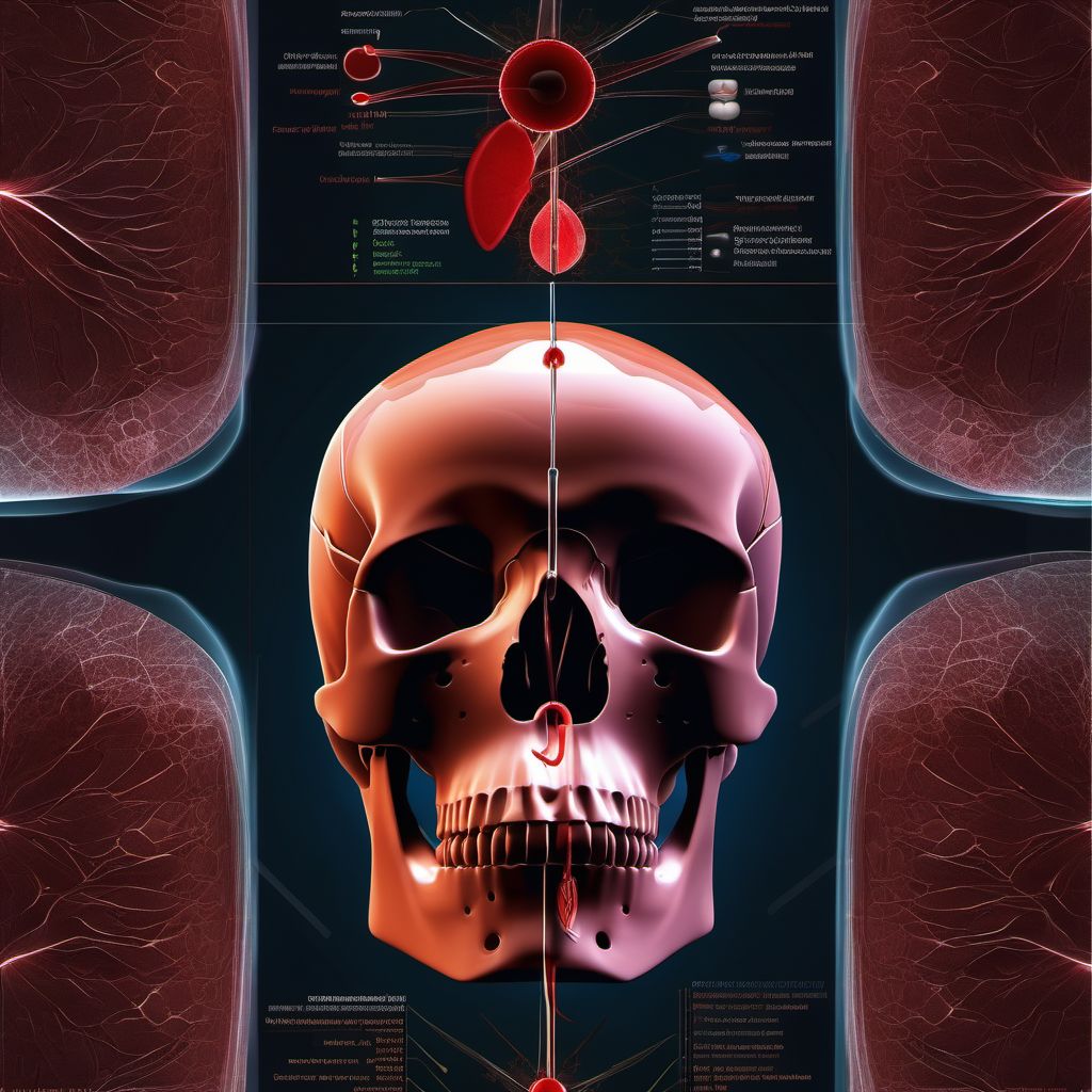 Epidural hemorrhage with loss of consciousness greater than 24 hours without return to pre-existing conscious level with patient surviving digital illustration