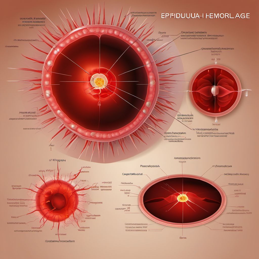 Epidural hemorrhage with loss of consciousness of unspecified duration digital illustration