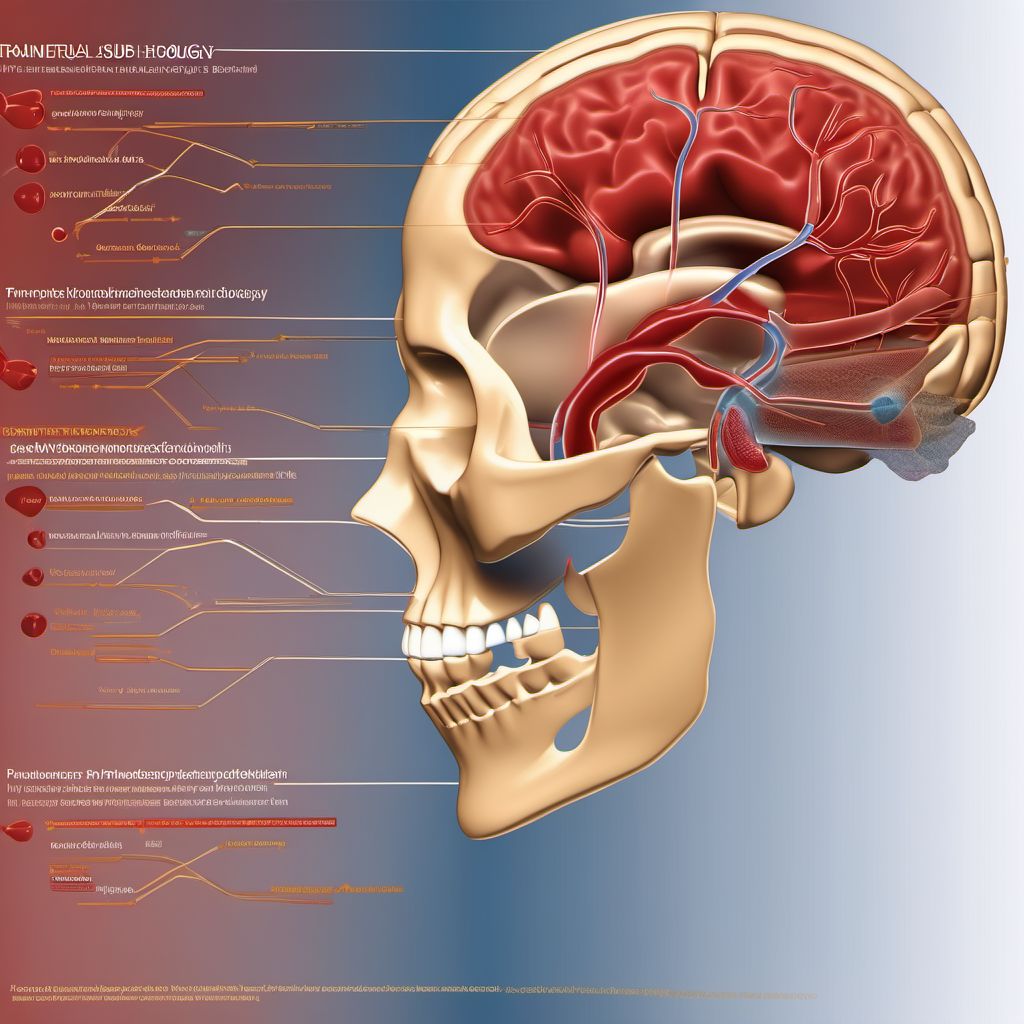 Traumatic subdural hemorrhage with loss of consciousness of 30 minutes or less digital illustration