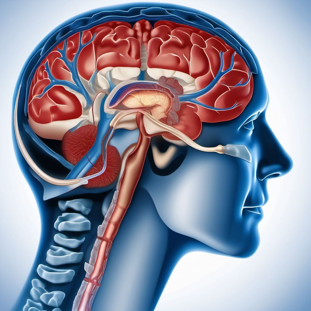 Traumatic subdural hemorrhage with loss of consciousness of any duration with death due to brain injury before regaining consciousness digital illustration