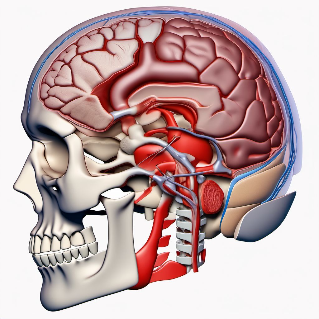 Traumatic subdural hemorrhage with loss of consciousness of any duration with death due to other cause before regaining consciousness digital illustration