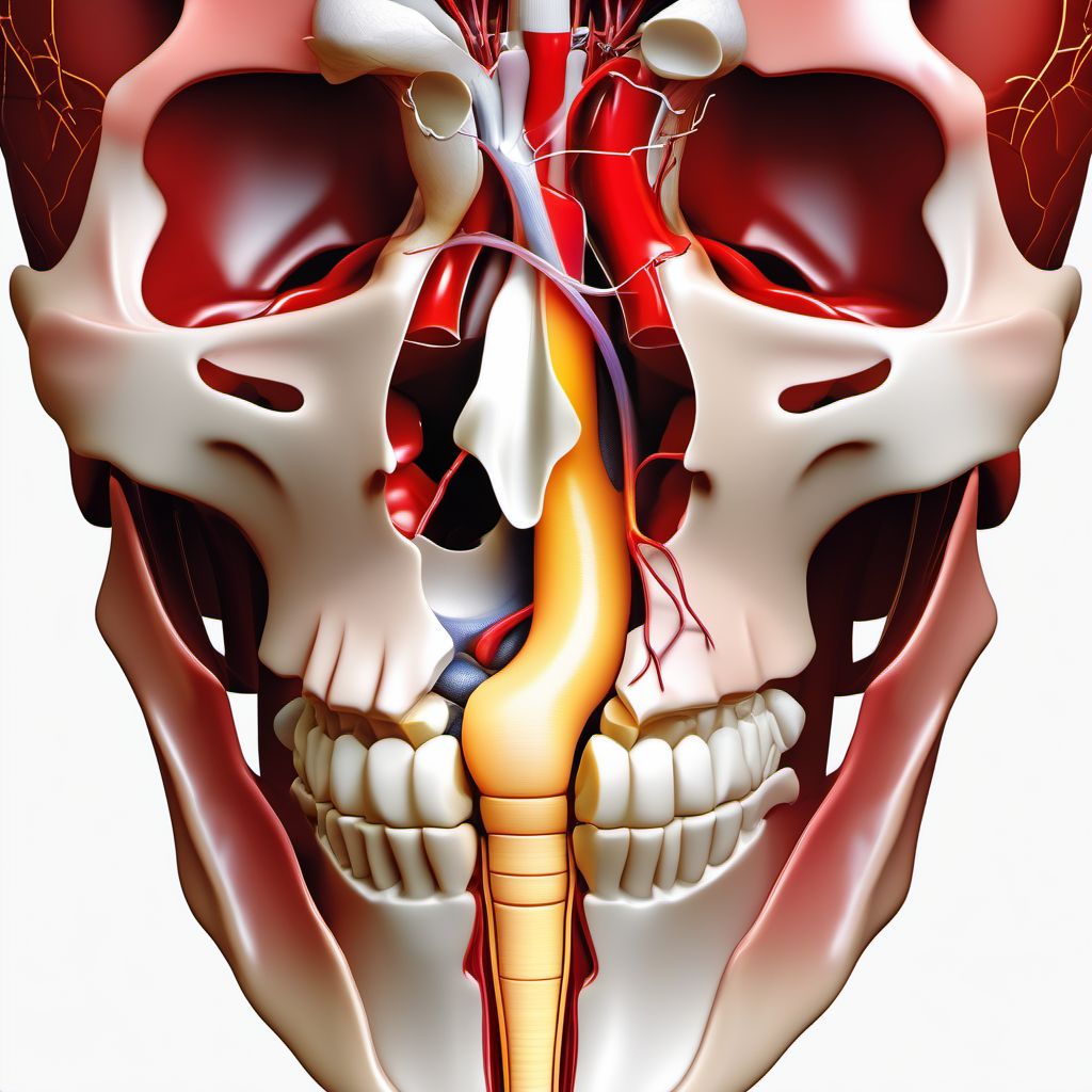 Injury of left internal carotid artery, intracranial portion, not elsewhere classified with loss of consciousness of 1 hour to 5 hours 59 minutes digital illustration