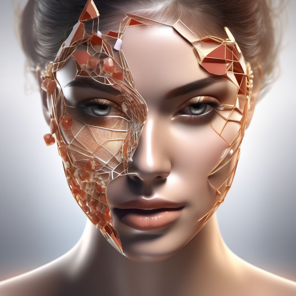 Crushing injury of face digital illustration