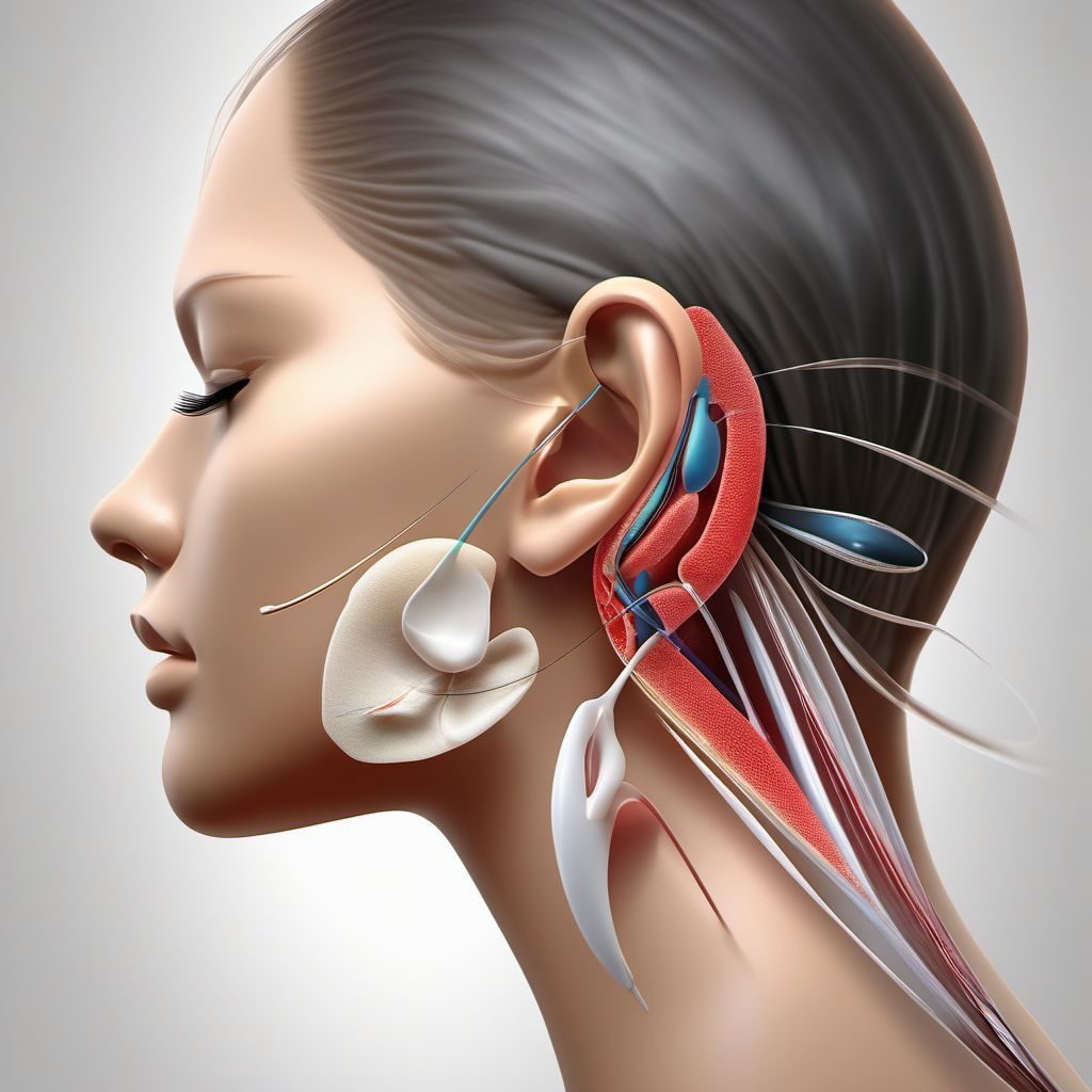 Complete traumatic amputation of ear digital illustration