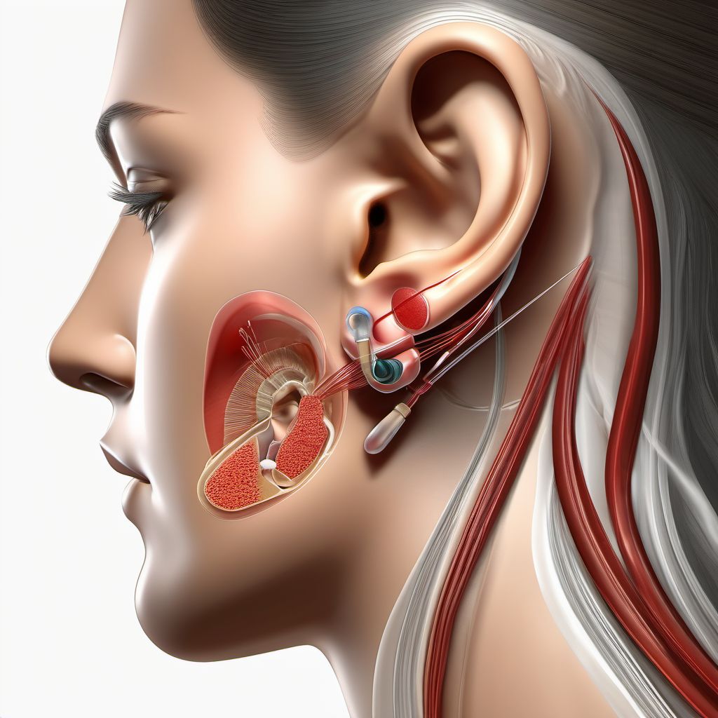 Complete traumatic amputation of right ear digital illustration