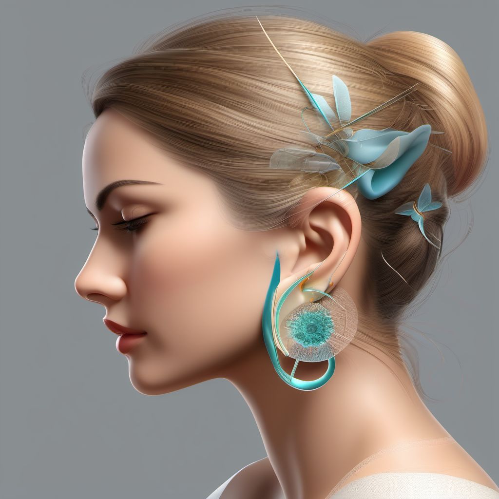 Complete traumatic amputation of left ear digital illustration