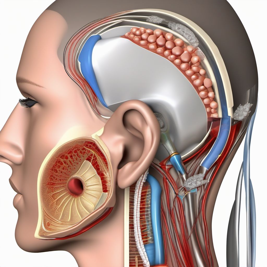 Complete traumatic amputation of unspecified ear digital illustration