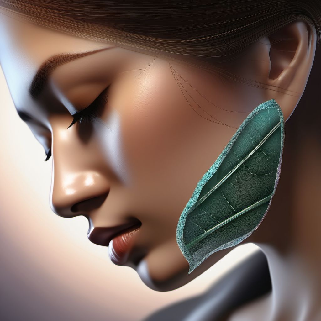 Partial traumatic amputation of nose digital illustration