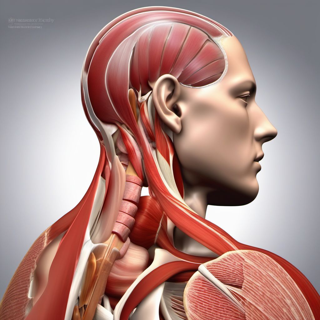 Other specified injury of muscle and tendon of head digital illustration