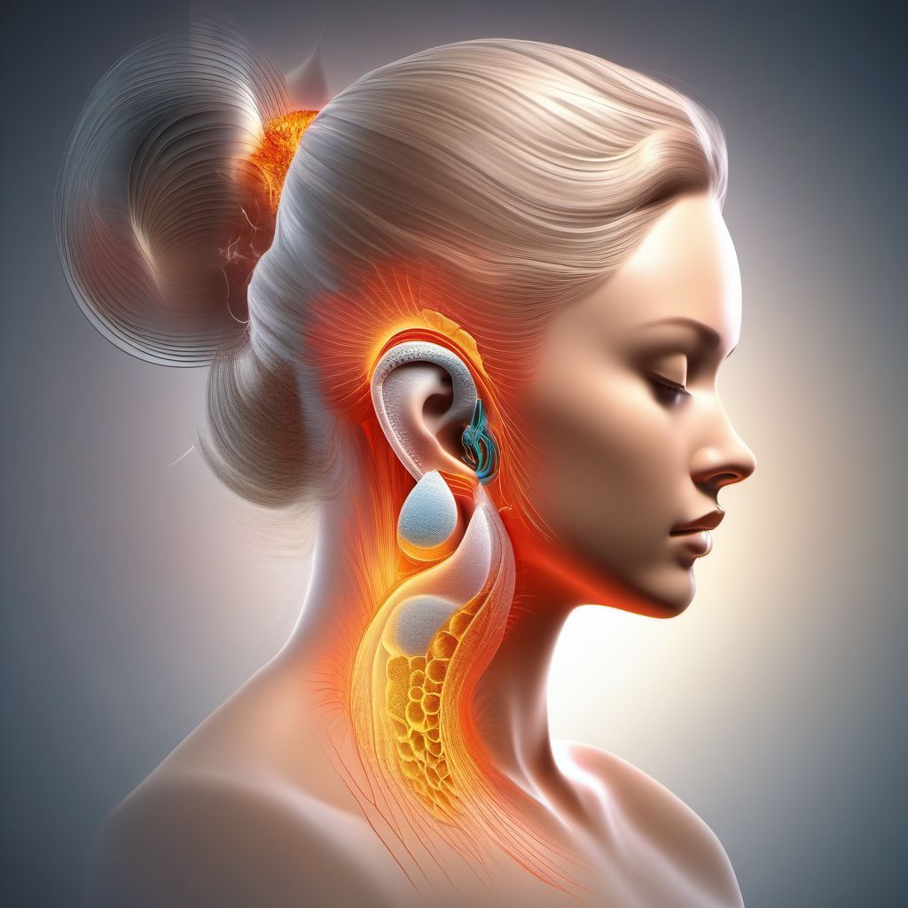 Traumatic rupture of left ear drum digital illustration