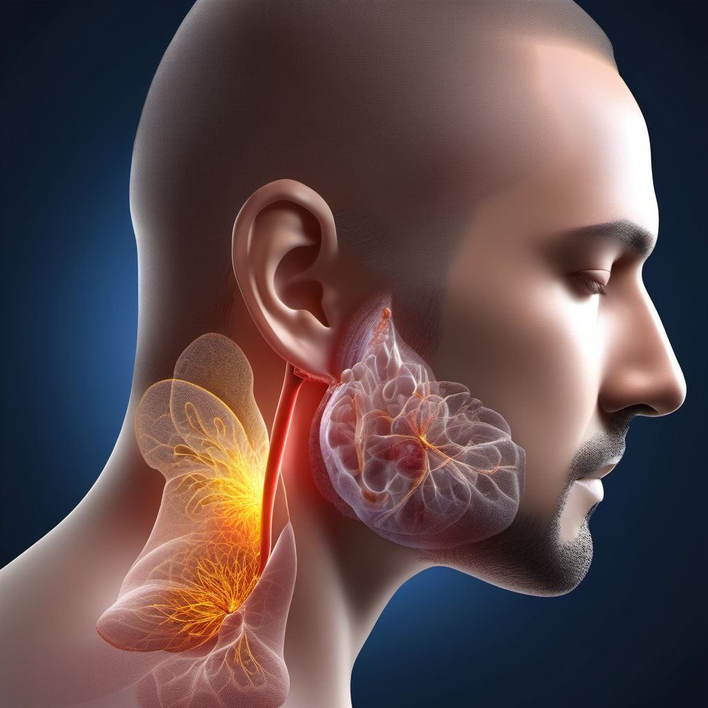 Primary blast injury of left ear digital illustration