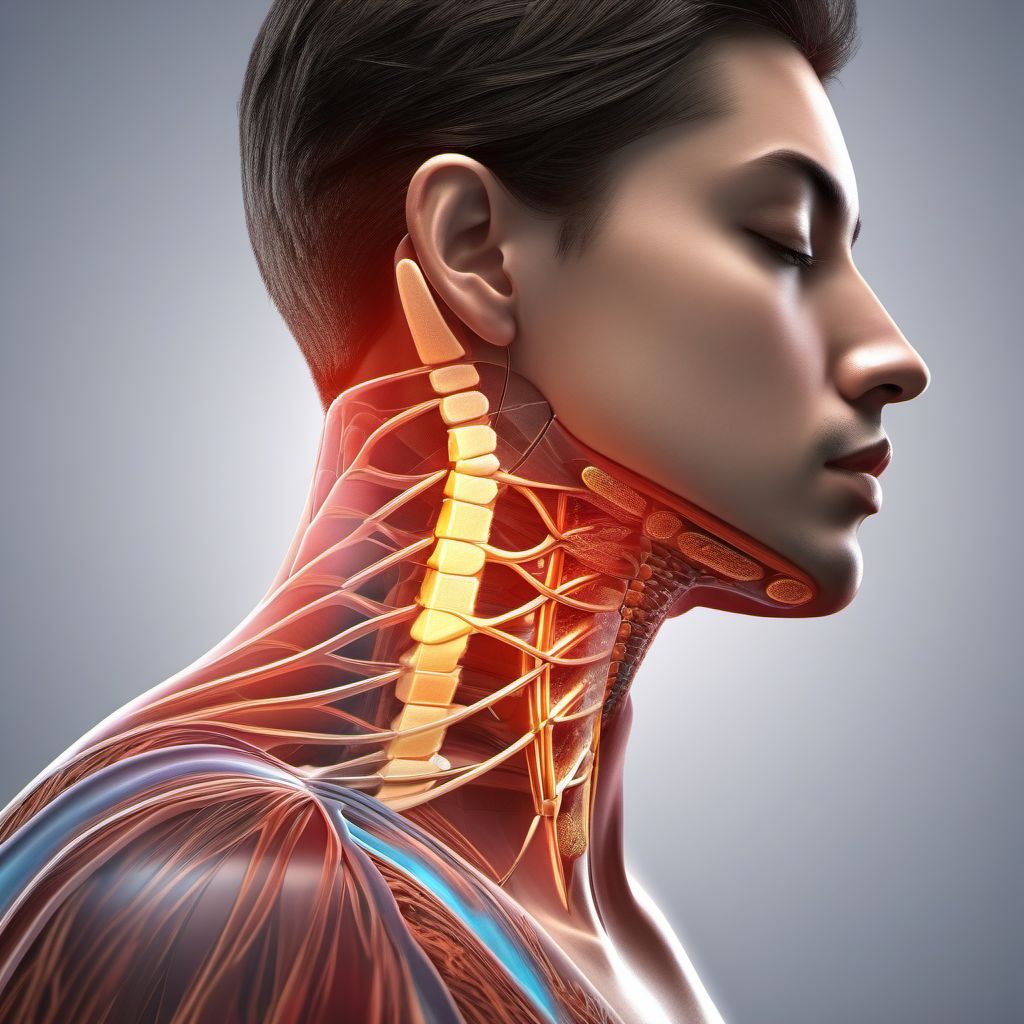 Unspecified superficial injury of other specified part of neck digital illustration