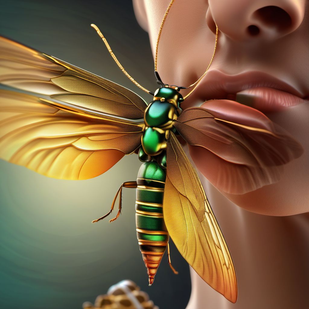 Insect bite of unspecified part of neck digital illustration