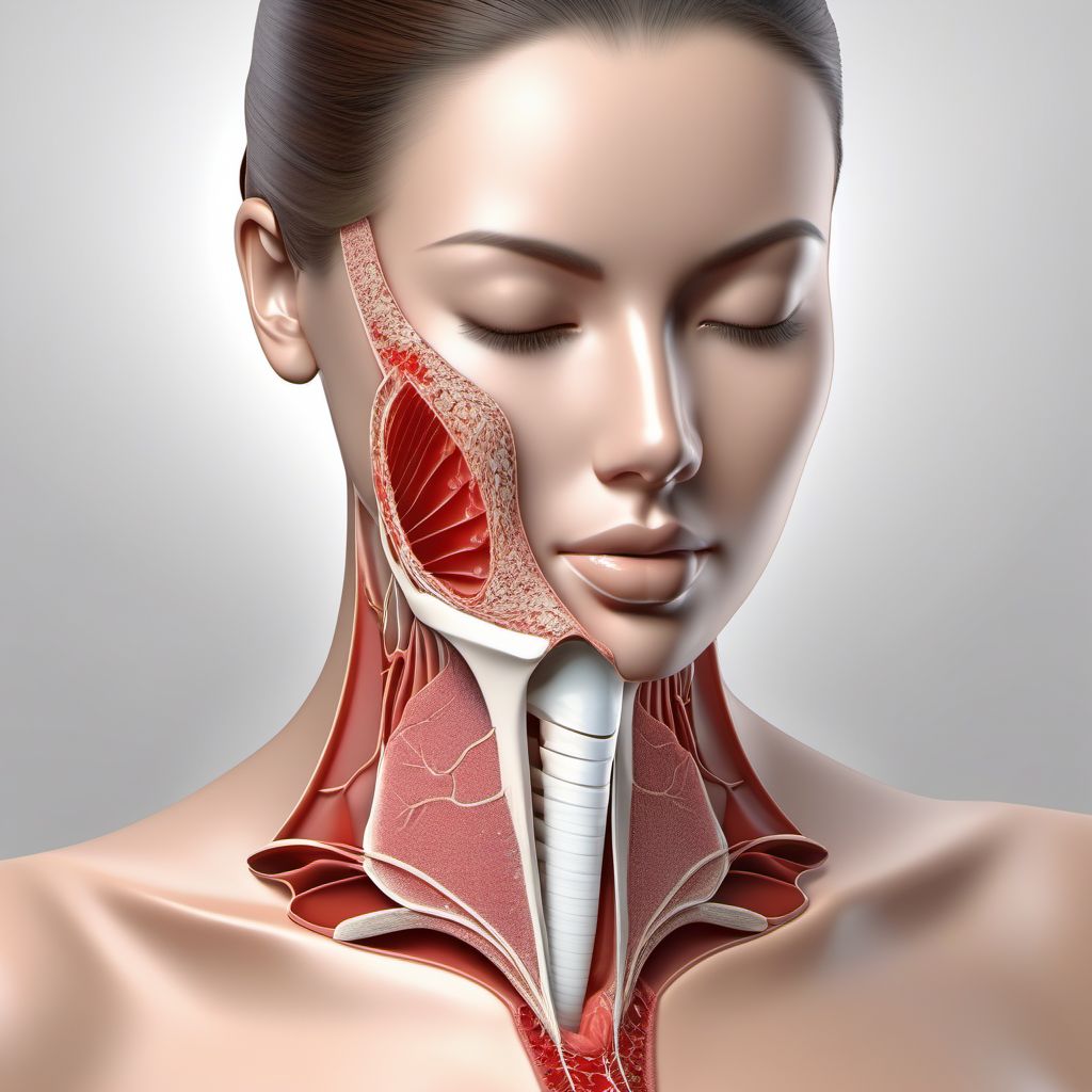 Laceration with foreign body of larynx digital illustration