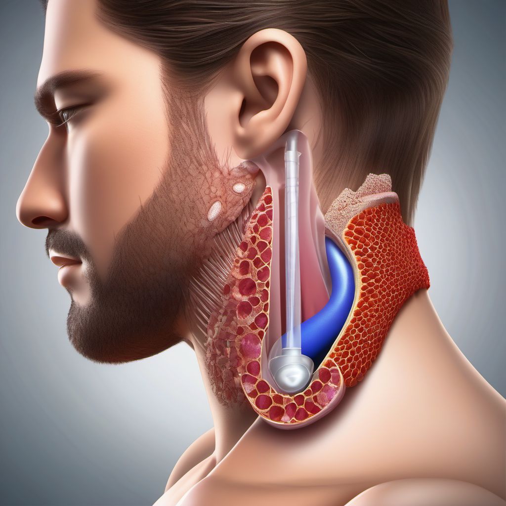 Puncture wound without foreign body of thyroid gland digital illustration