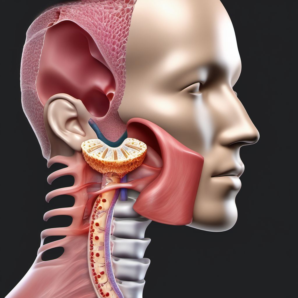 Open wound of pharynx and cervical esophagus digital illustration