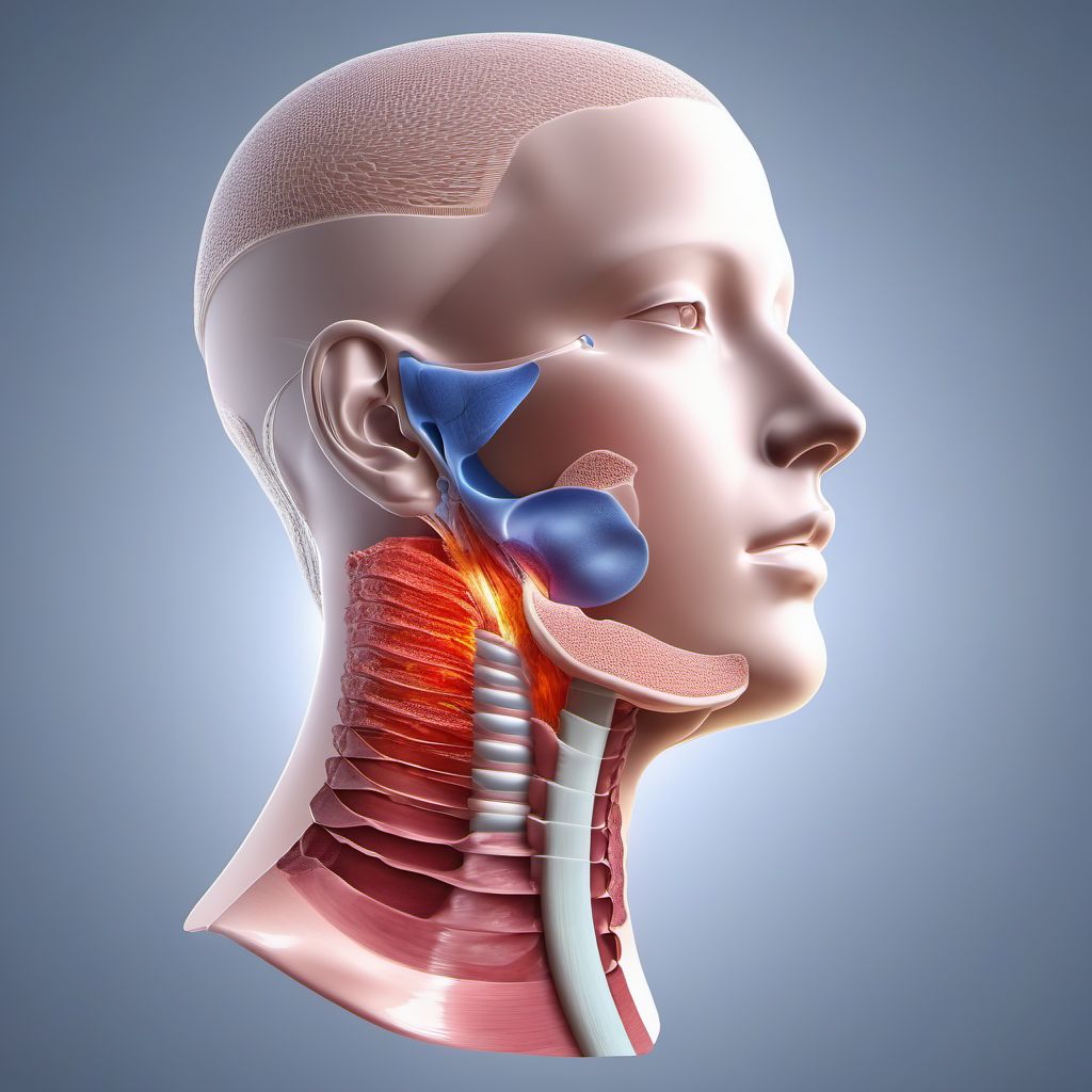 Unspecified open wound of pharynx and cervical esophagus digital illustration