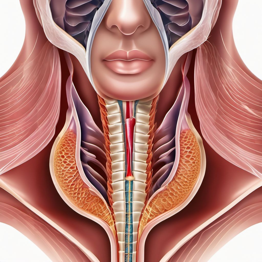 Laceration without foreign body of pharynx and cervical esophagus digital illustration