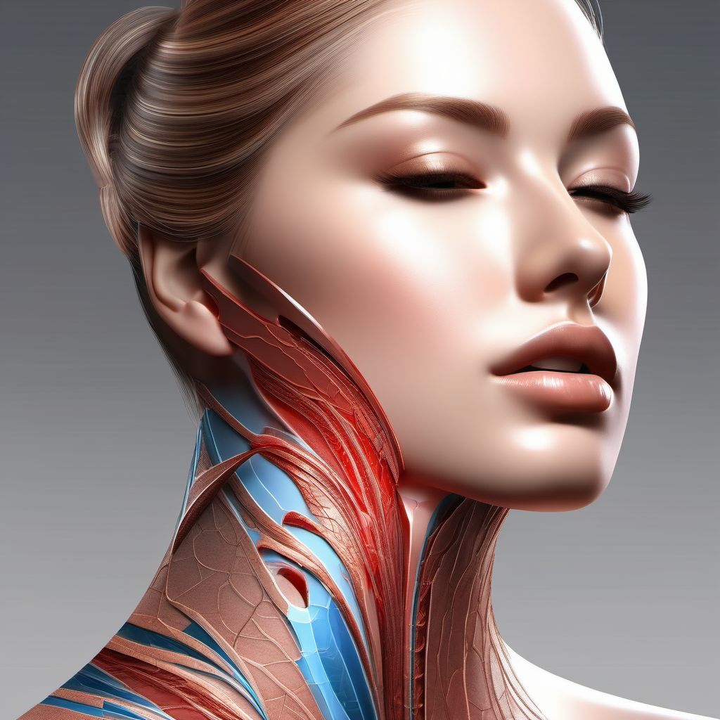 Unspecified open wound of other specified part of neck digital illustration