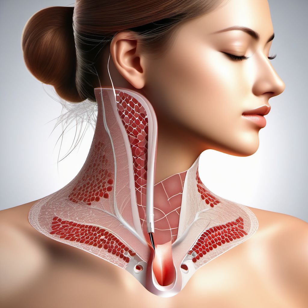 Laceration with foreign body of other specified part of neck digital illustration