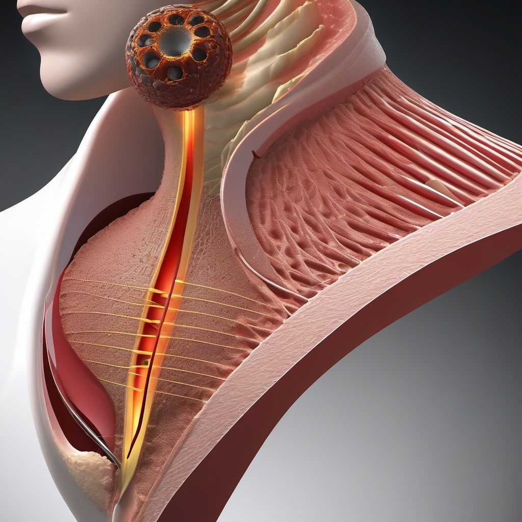 Puncture wound with foreign body of other specified part of neck digital illustration