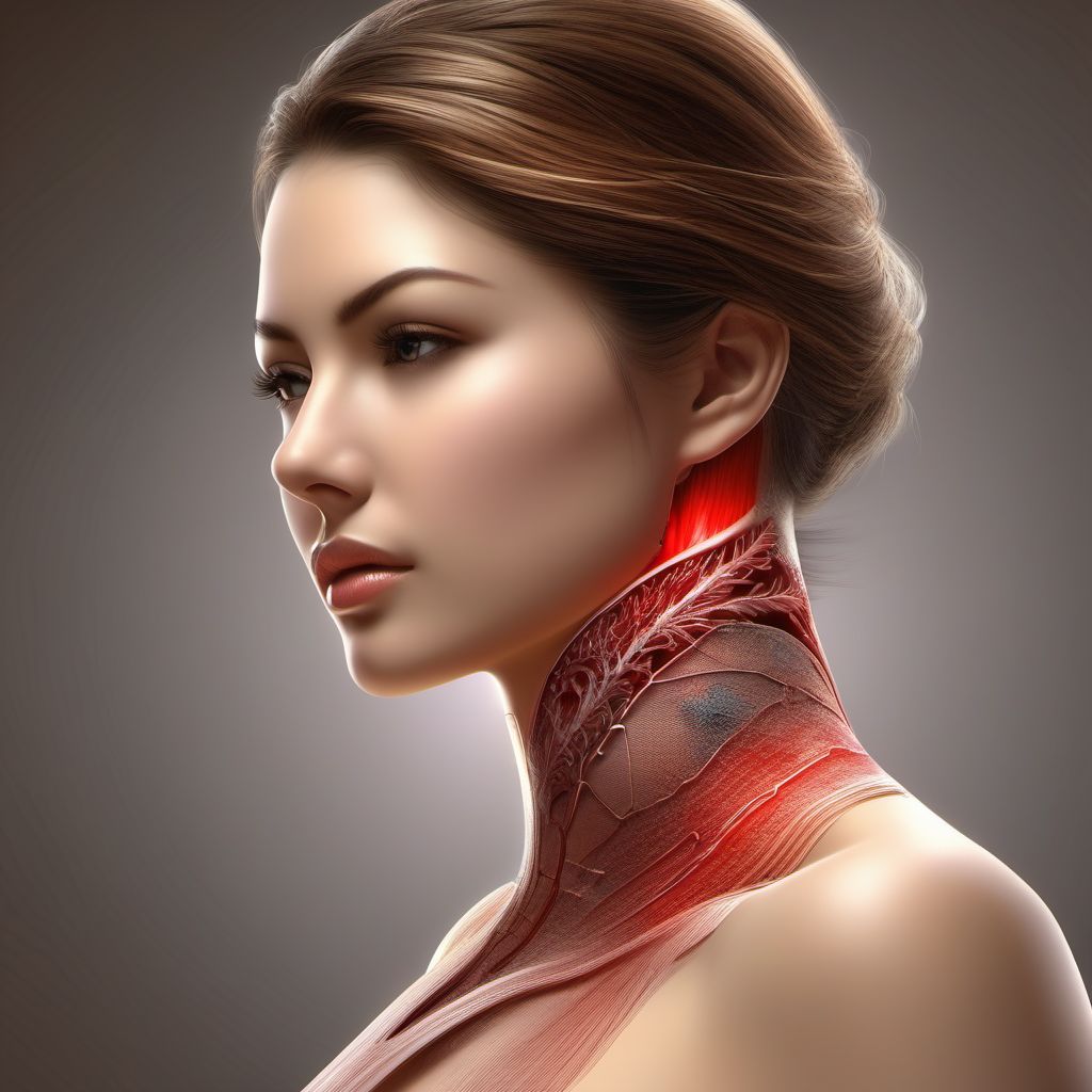 Other open wound of other specified part of neck digital illustration